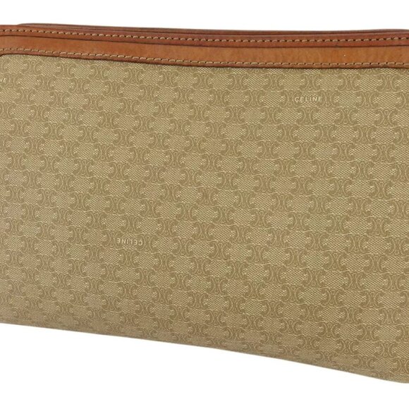 CELINE clutch bag macadam beige PVC ?~ leather Authentic T19132 - Picture 2 of 9
